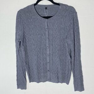 Arach & Cloz Grey Cable Knit Button Front Cardigan  Sweater M